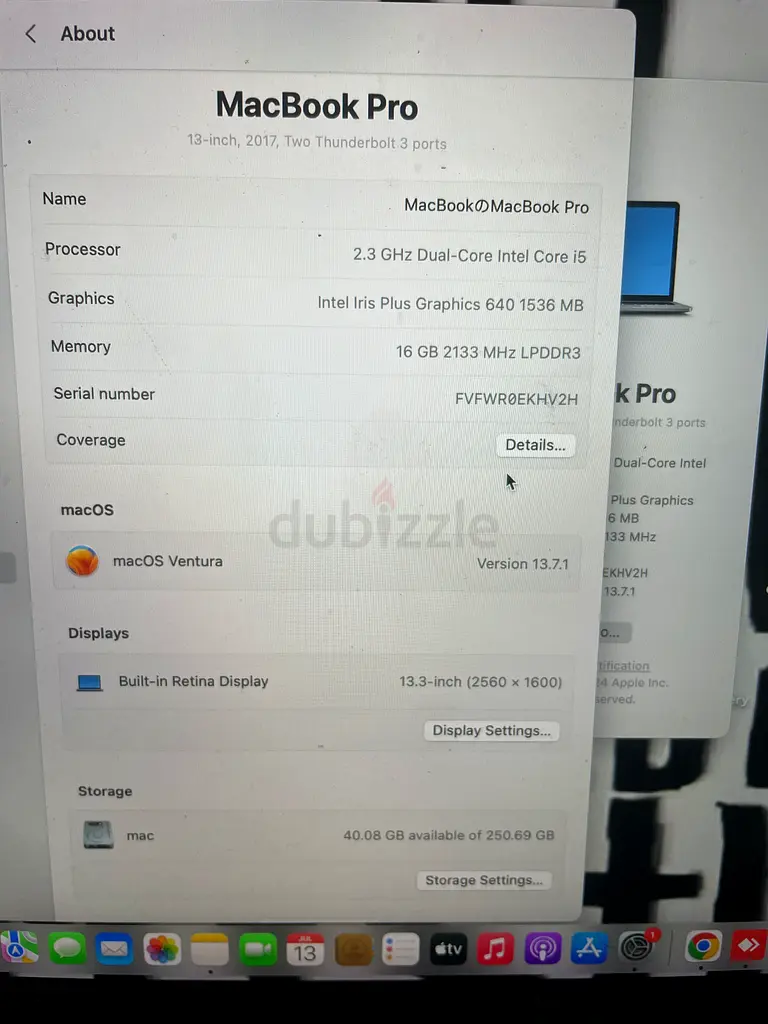 Sleek Apple MacBook PRO 2017 with 16 gb ram and 250 ssd!...space gray63254997815811115