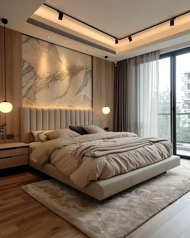 Luxurious Modern Bed  with Cozy Accessories