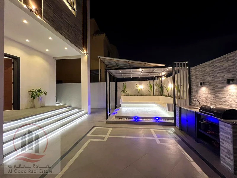 Villa for sale in Ajman, Al Muwaihat 1 area, including electricity, water and air conditioning, 5000 square feet (5 master bedrooms + majlis + hall +63868742633602111