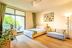 Stylish Studio with Balcony and Greenery Views