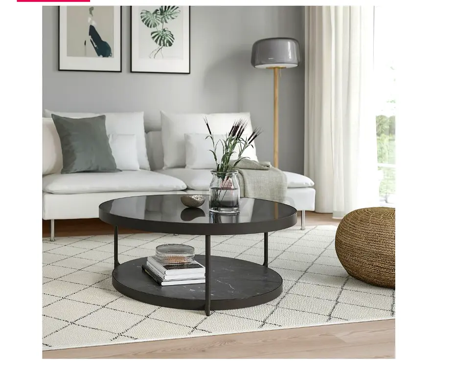Used glass top round black Tables