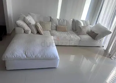 The Loom Collection white linen sofa cloud sofa