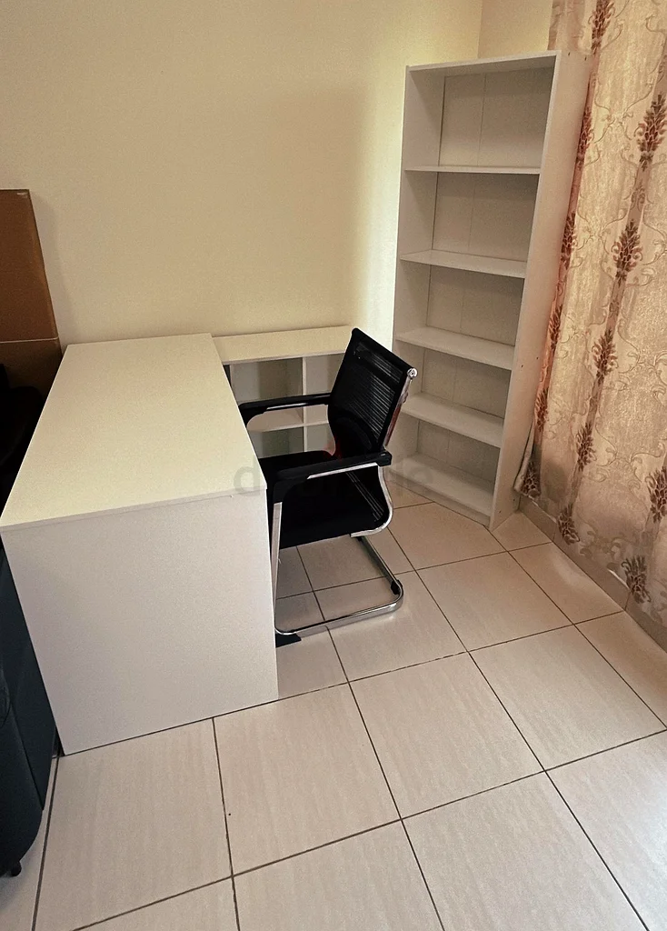 L-Shape Office Table with Large Shelf  Chair – AED 95063225745389186111
