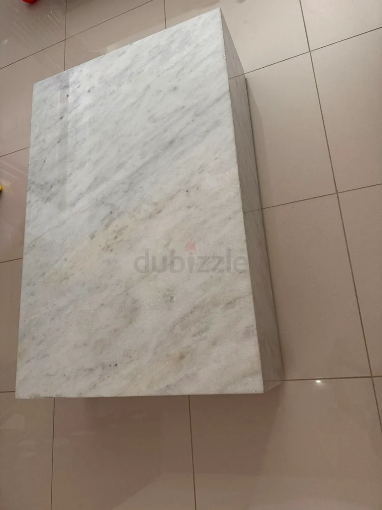 طاولة رخ بيضاء أنيقة مع طاولتين جانبيتين لمساحتك المعيشية!63219829281539111