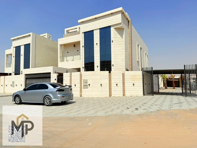 Villa for sale, corner of two streets, new, stone, in the Al Muwaihat 1 area, Ajman - freehold - negotiable, with water, electricity, air conditioners63869495736963112