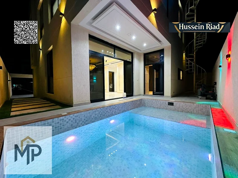 For sale, a modern villa, including registration fees, close to the mosque and services, with a seating area in the courtyard, with no down payment.63893961976834110