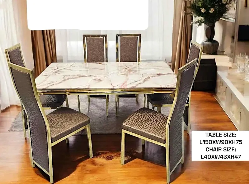 High Quality New Top Marble DinninG Table Including 6 Chairs63191608020099111