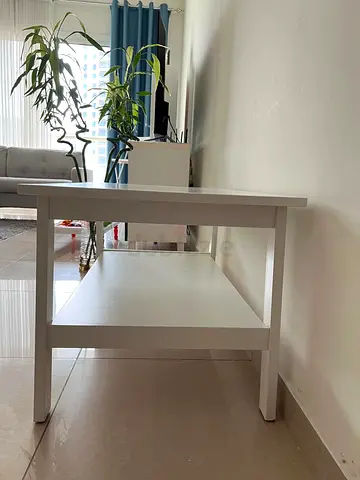 Stylish White Coffee Table with Shelf for Sale