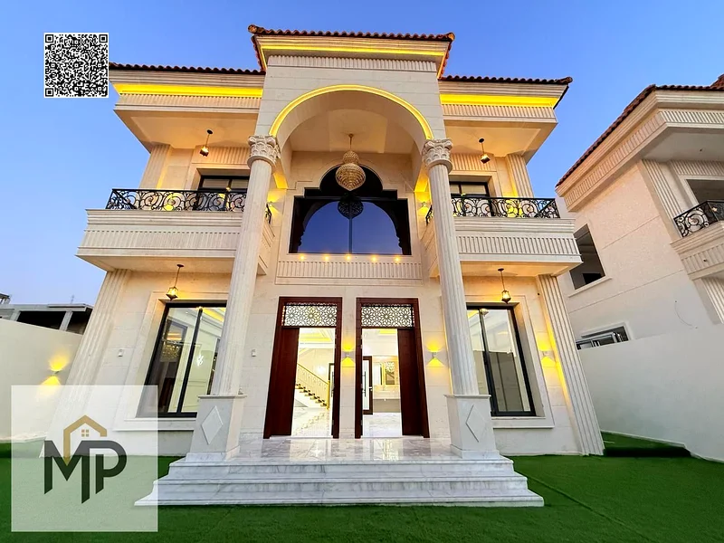 Own a villa at a price that includes registration and ownership fees, central air conditioning in Ajman, first resident, freehold, super deluxe finish63893828116097113
