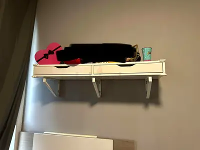 Stylish White Wall Shelf with Drawers IKEA