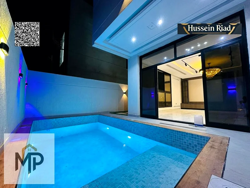 For sale, a modern villa, including registration fees, close to the mosque and services, with a seating area in the courtyard, with no down payment.63894082460803110