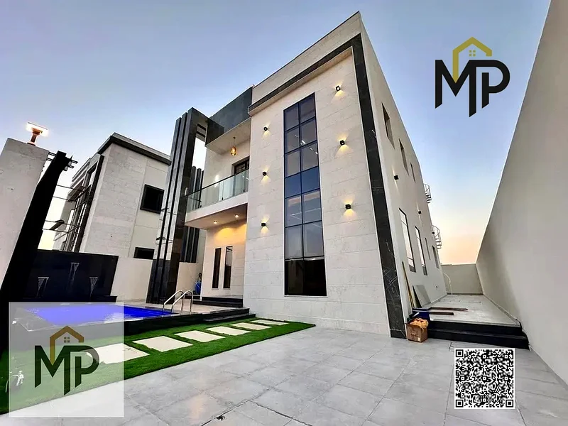 For sale - a luxury villa with a swimming pool in a prime location in Ajman, high-end finishing, modern design, including registration and owners63880932761985110