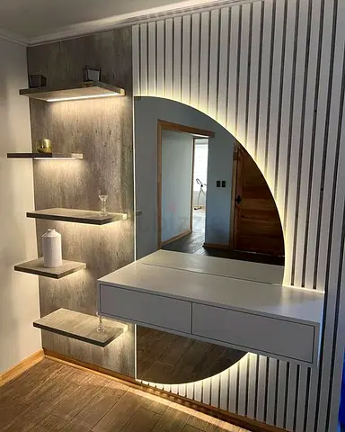 Customize Stylish Modern Wall-Mounted Mirror with  Shelves