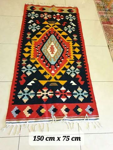 Vibrant Handwoven Turkish Area Rug - 150 x 75 cm