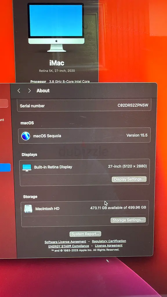 Apple iMac 2020 with 8 GB Graphics63254492326531114