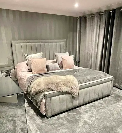 Luxurious Grey Velvet Bed Frame for Sale!
