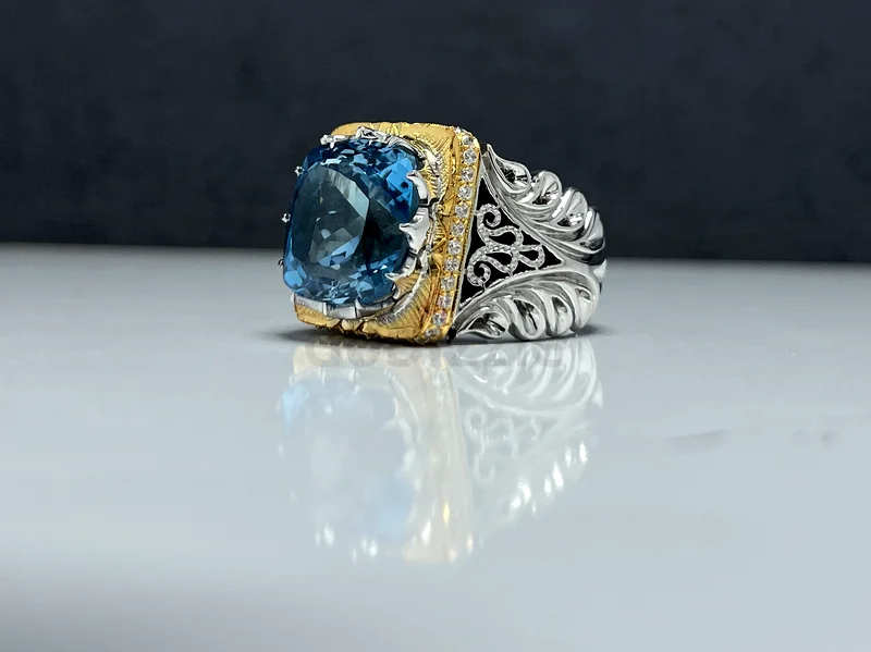خاتم بحجر توباز ازرق فخم - Luxurious Blue Topaz Stone63230183462787113