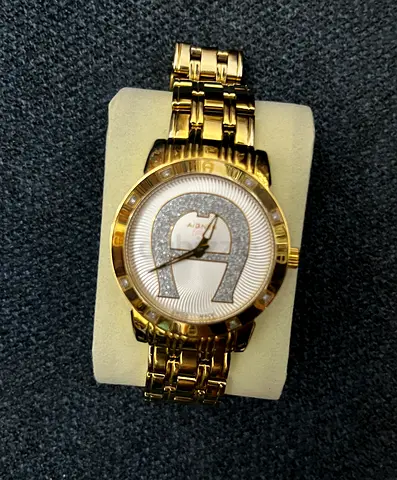 Authentic Aigner watch with diamonds -Swiss made Sapphire crystal gold brand bracelet 18k 21k 22k 24