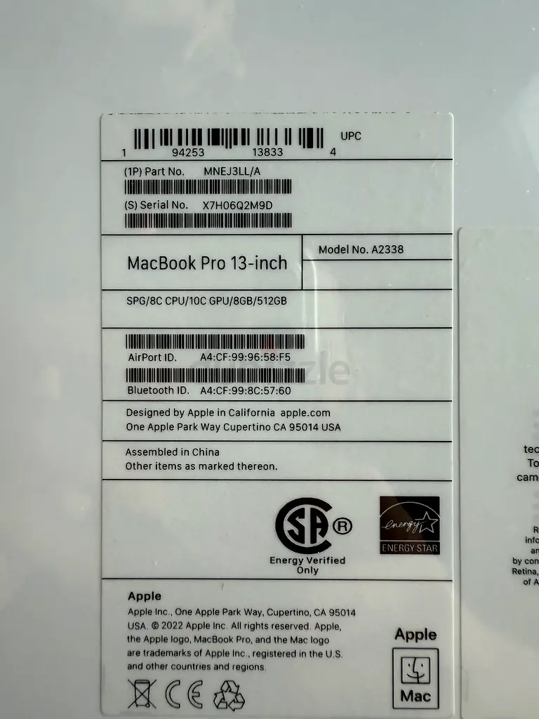 MacBook PRO M2 512gb NEW63255536619010113