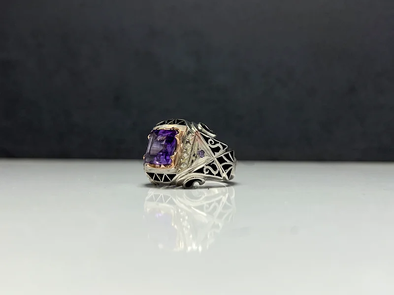 خاتم بحجر جمشت فاخر - Ring with a Premium Amethyst Stone63230183468674112