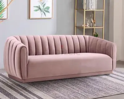 Stylish Pink Velvet Sofa - Perfect for Any Living Room