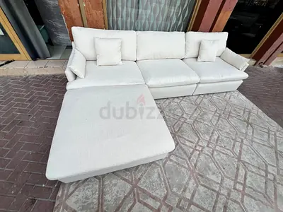 Feather filled Home Centre Swin LShape Sofa beige