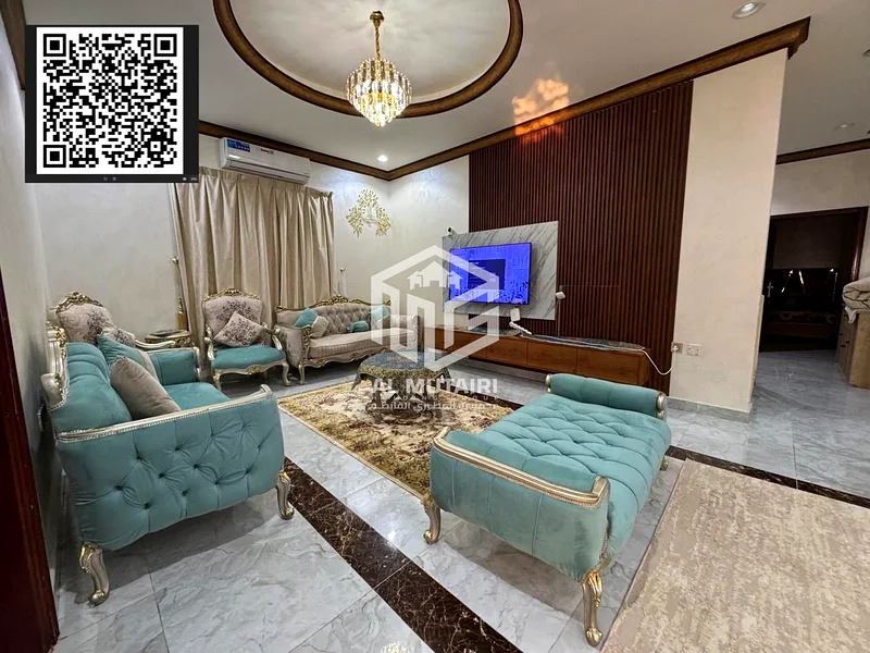 Villa for sale in Al Muwaihat 3 – Excellent finishing, including electricity, water, and air conditioning  🔹 Specifications: • 5 master bedrooms • Ma63871293387907112