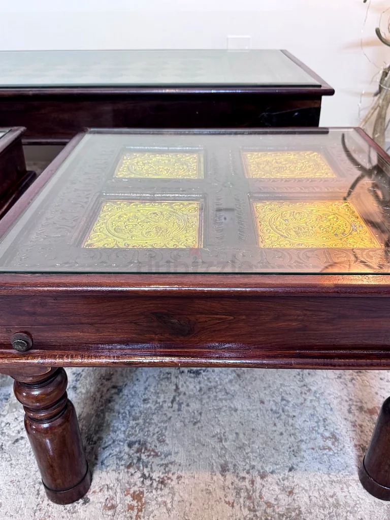 Marina Home Antique Solid Wood Coffee Tables top glass63179863439235113