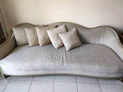Pan home Elegant Curved Sofa with Decorative Cushions