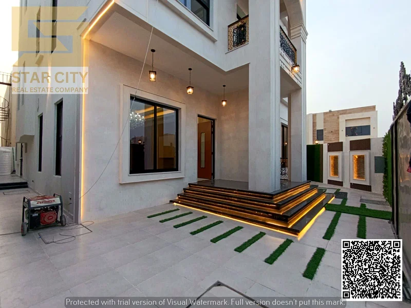 For sale, a luxurious corner villa in Al Helio 2 - Ajman | 7 master bedrooms | 2 floors + roof | Freehold at a special price. Location: Al Helio 2 - A63896524335617113