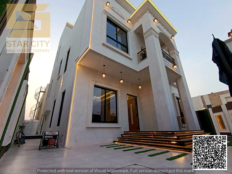 For sale, a luxurious corner villa in Al Helio 2 - Ajman | 7 master bedrooms | 2 floors + roof | Freehold at a special price. Location: Al Helio 2 - A63896524335617114