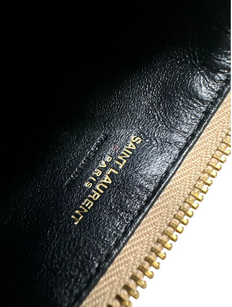 SAINT LAURENT Monogram Fragments Zip Card Case in Grainy Embossed Leather63239085741826113