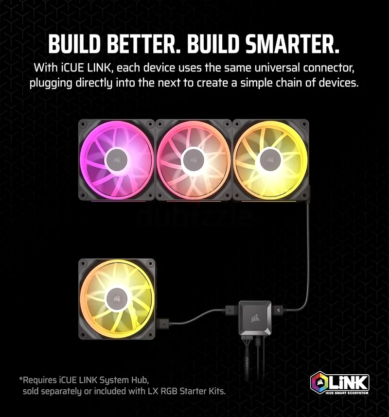 Corsair 120mm PWM Fan - LX120 RGB - 2400 RPM - 69.9 CFM - 5.22mm H2O - AirGuide Technology - Black63264090972161114