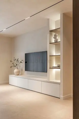 Customize Sleek Modern TV Unit with Elegant Display Shelves
