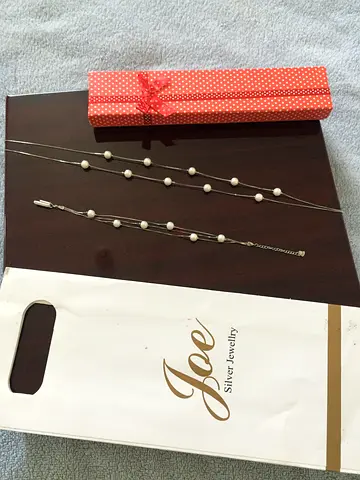 Neckless and Bracelet pearl set in silver 925 new