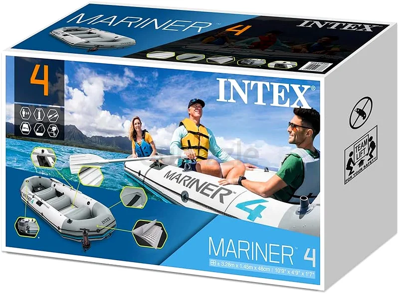 Intex Mariner 4 Rigid Inflatable Boat Set - 68376, Gray63235109999362113