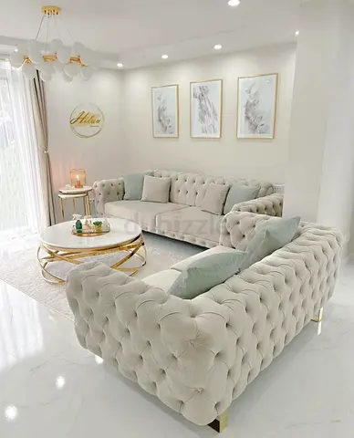 Elegant Plush Sofa Set with Coffee Table for Sale