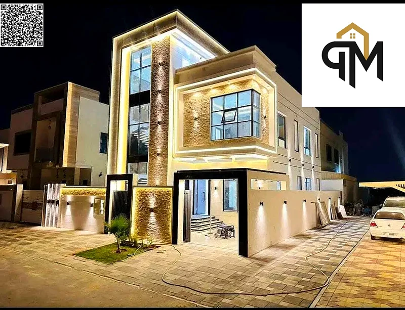 For sale, a modern villa close to the mosque and services, two floors and a roof with a sitting area in the courtyard, with no down payment, freehold632513359205151125