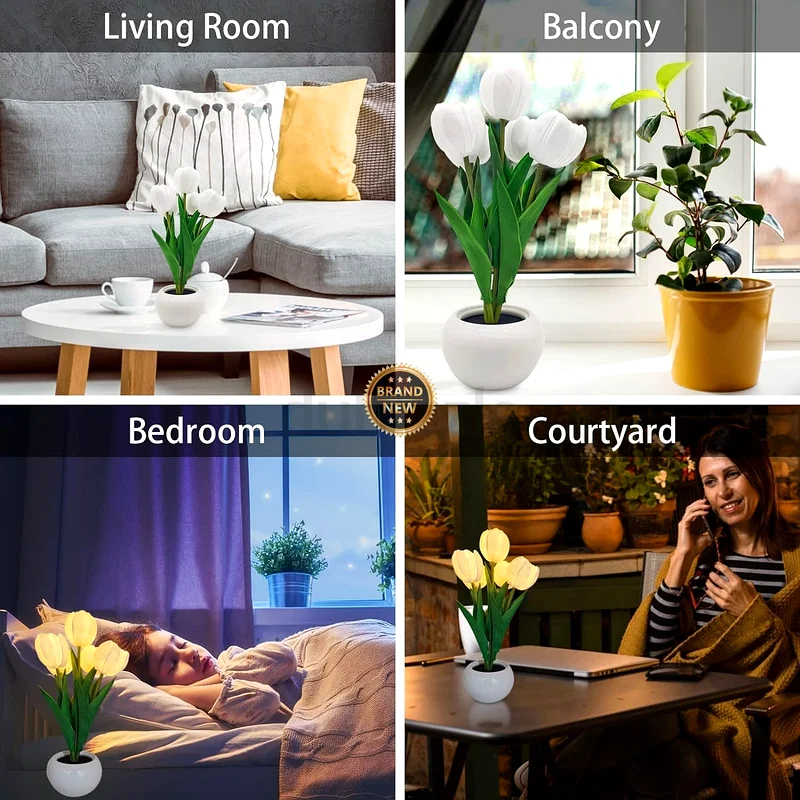 2157 - Tulip Lamp Lights, Artificial Flower Light with Vase, Table Desk Lamp LED Tulip Night Light63188650937986112