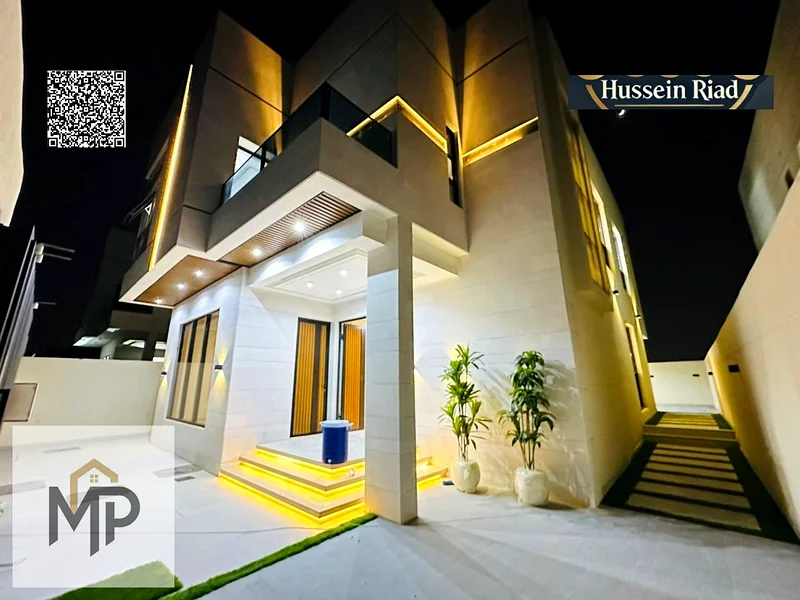 For sale, a modern villa, including registration fees, close to the mosque and services, with a seating area in the courtyard, with no down payment.63896628670465112