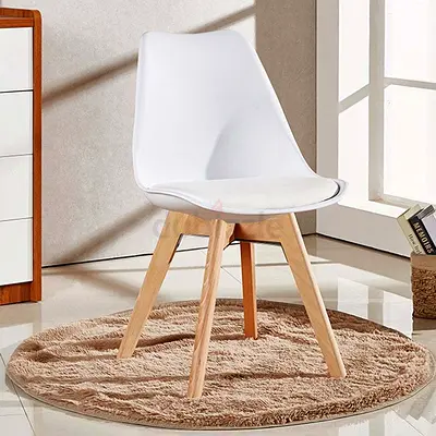Sleek Modern Tulip Shell Cushioned Crossed Legs White Dining Chair