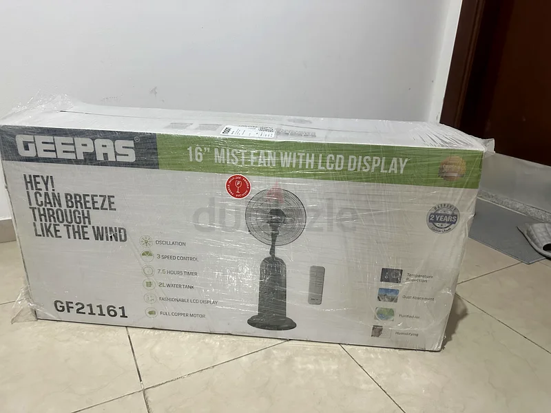 مروحة جيباس 16 برذاذ مع شاشة عرض LCD وريموت كنترول وإعدادات سرعة 3 ووضعيات نسيم وتمايل63220325995651112