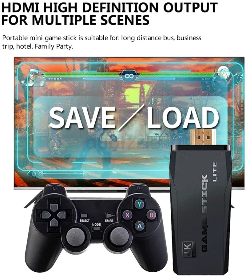 وحدة تحكم Game Stick 4K، أجهزة تحكم، HDMI، 3500 لعبة، متوافقة مع Android TV/الكمبيوتر/الكمبيوتر المحمول/جهاز العرض63174329222529114