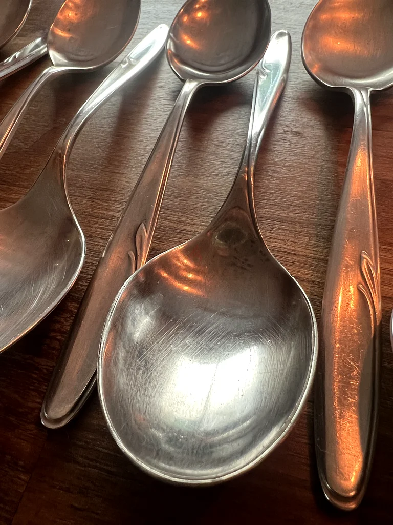 12 vintage German silver plated spoons63184724716802111