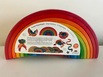Grimms Wooden Large Rainbow 12 Pieces BRAND NEW