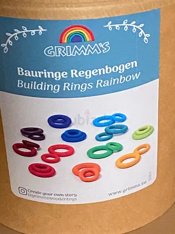 Grimms Wooden Building Rings Rainbow BRAND NEW
