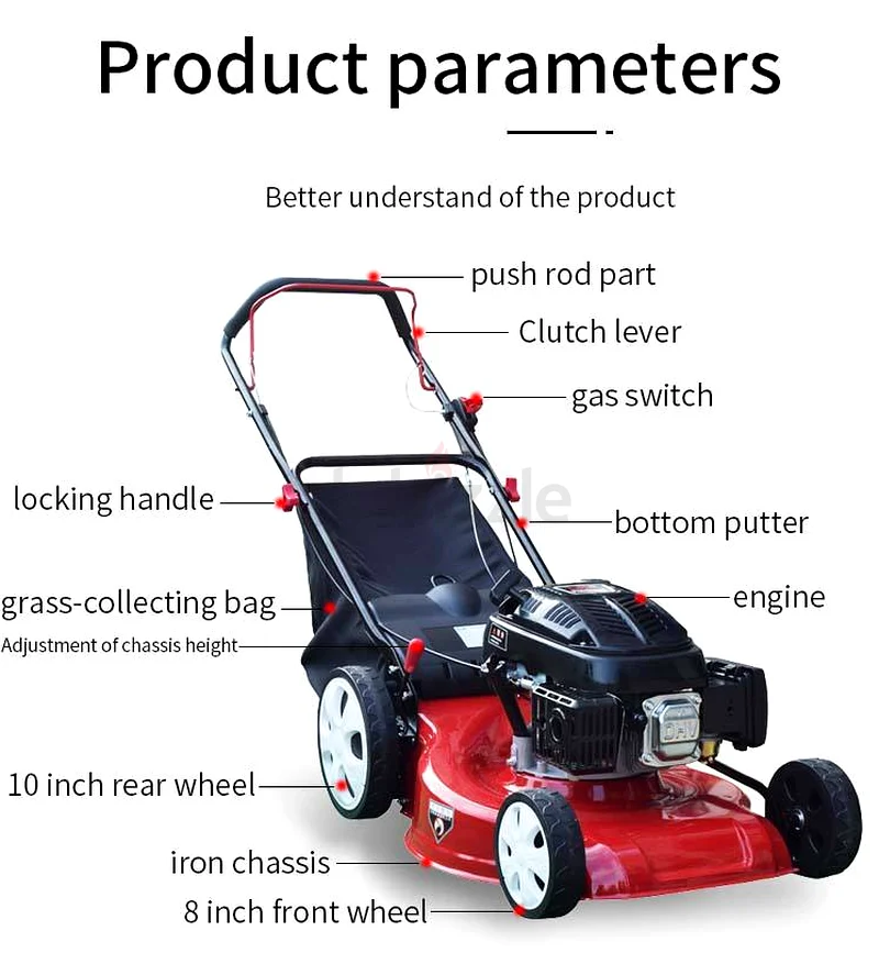 Gasoline Petrol Powered Self-propelled Handle Landscaping Shrub Cutter Lawn Mower63252941170050113