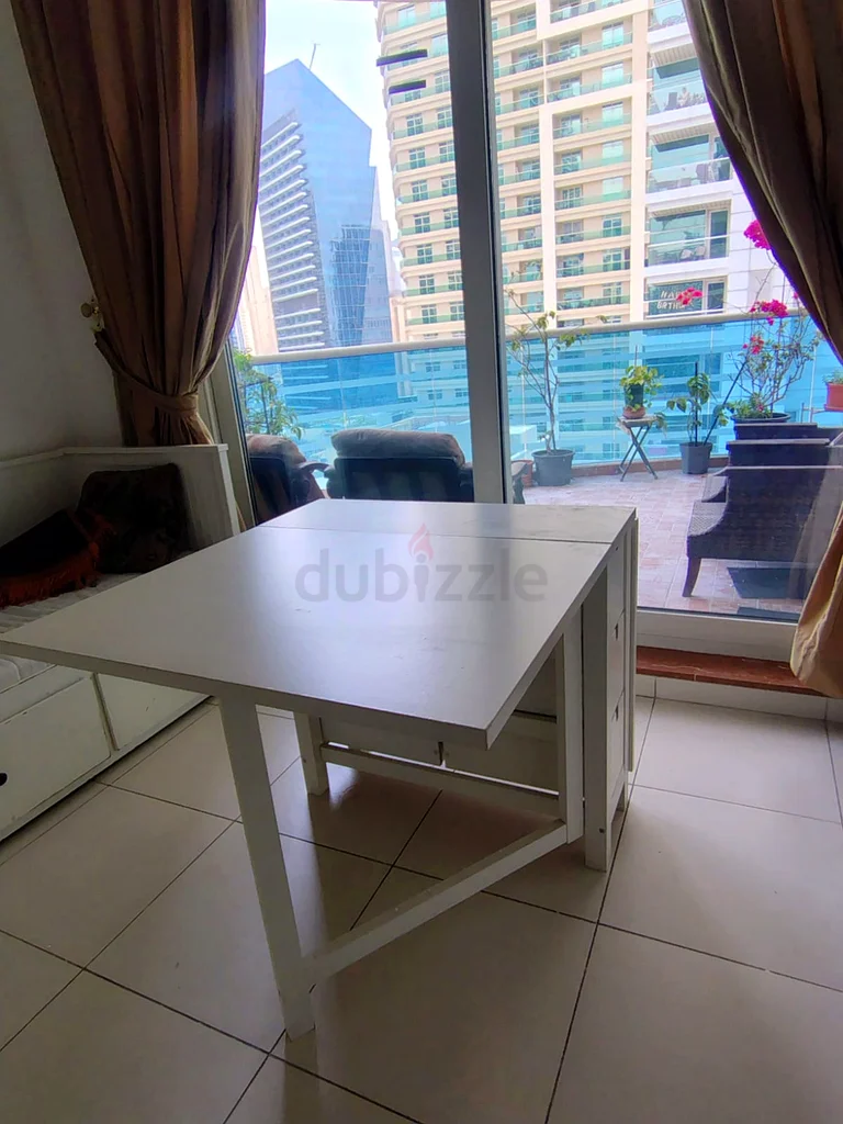Sleek White Folding multi use Table with Drawers63220327791746111
