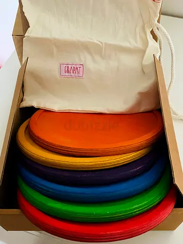 Grapat Wooden Set of 6 Rainbow Plates BRAND NEW