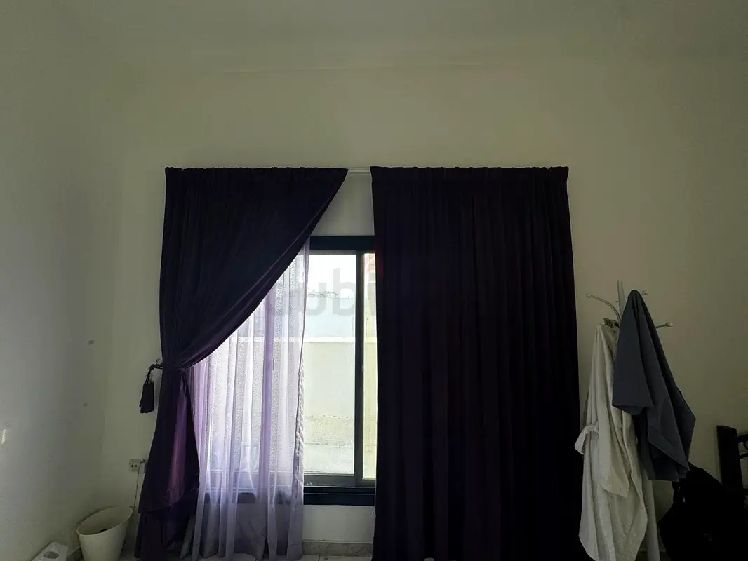 2x purple curtains with sheer back side 2.75mx3m